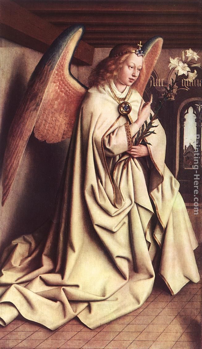 The Ghent Altarpiece  Angel of the Annunciation painting - Jan van Eyck The Ghent Altarpiece  Angel of the Annunciation art painting
